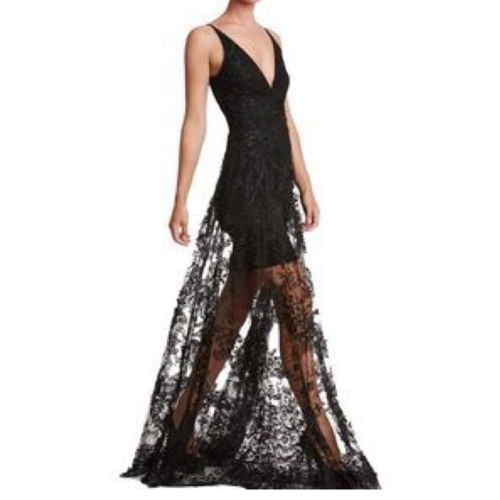 Dress the Population Black Lace Prom Dress